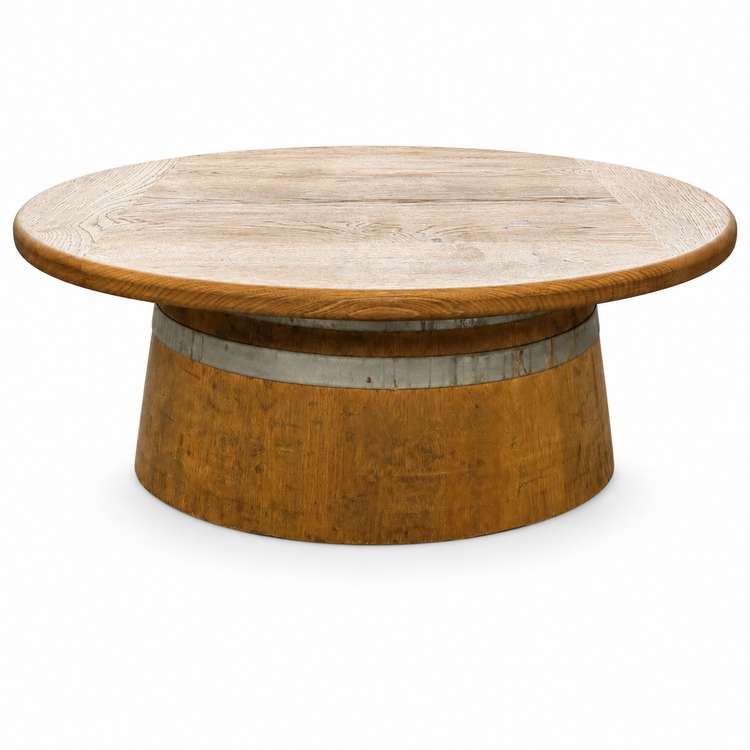 Round Wine Barrel Table with Handmade Barrel Stools