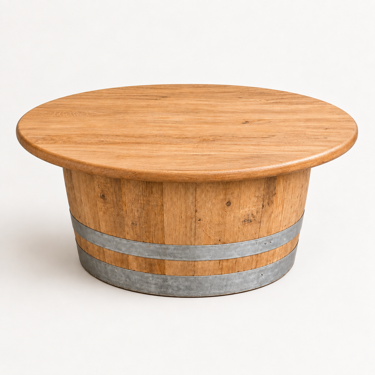 Round Wine Barrel Table with Handmade Barrel Stools