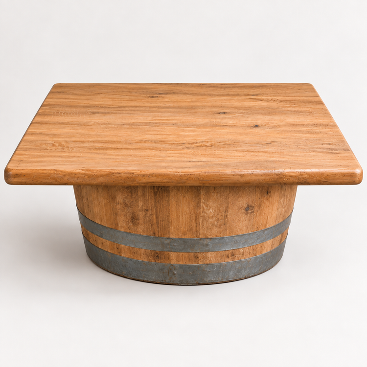 Round Wine Barrel Table with Handmade Barrel Stools