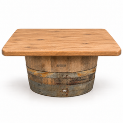 Round Wine Barrel Table with Handmade Barrel Stools