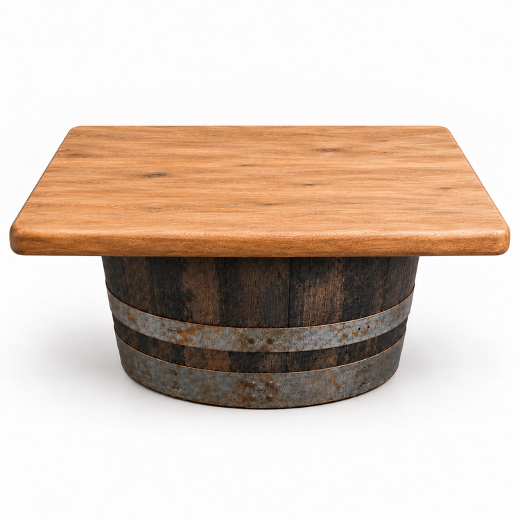 Round Wine Barrel Table with Handmade Barrel Stools