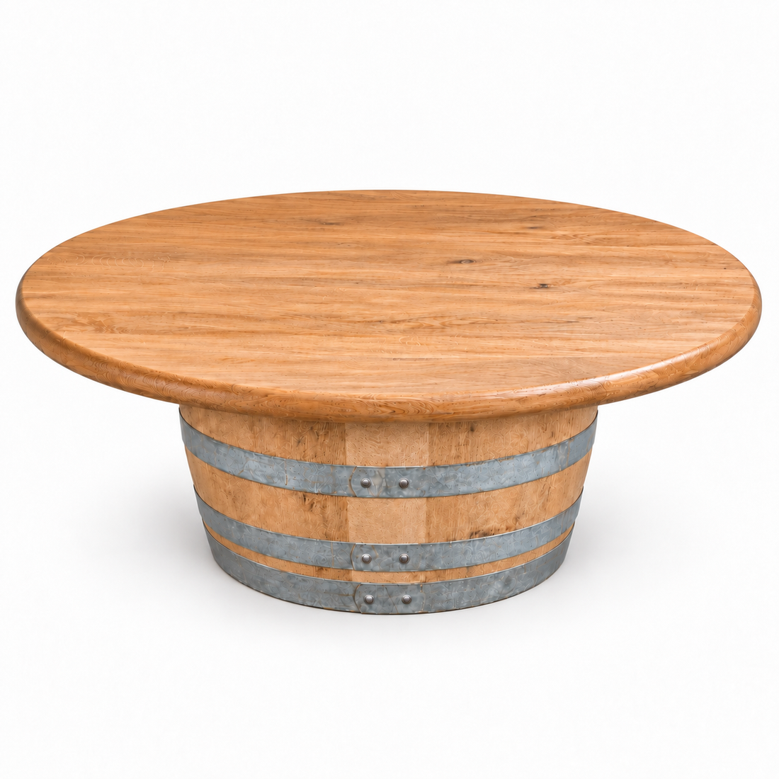 
                      
                        Round Wine Barrel Table with Handmade Barrel Stools
                      
                    