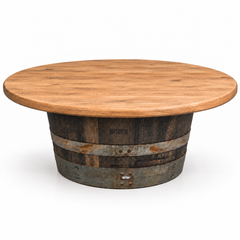 Round Wine Barrel Table with Handmade Barrel Stools