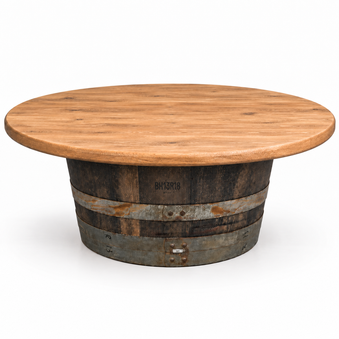 
                      
                        Round Wine Barrel Table with Handmade Barrel Stools
                      
                    