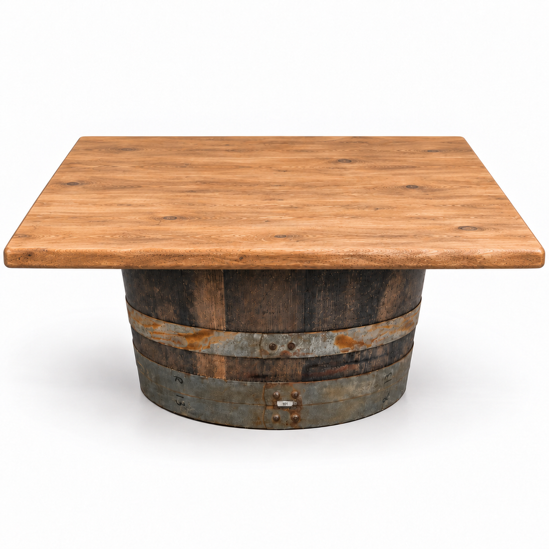 
                      
                        Round Wine Barrel Table with Handmade Barrel Stools
                      
                    