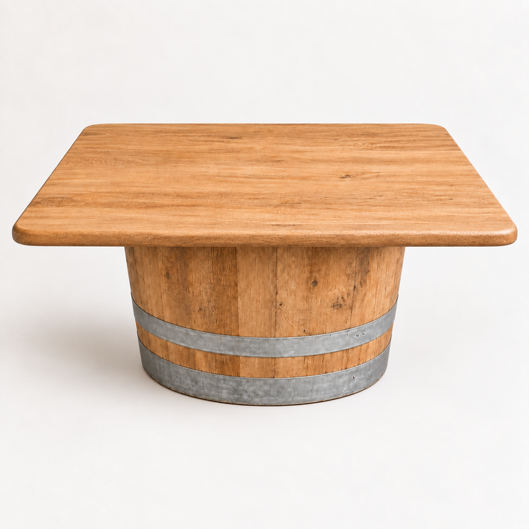 Round Wine Barrel Table with Handmade Barrel Stools