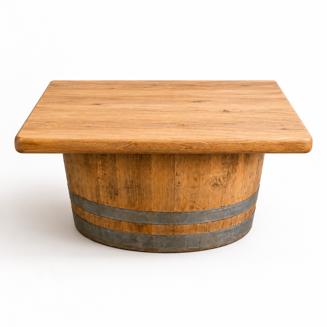 
                      
                        Round Wine Barrel Table with Handmade Barrel Stools
                      
                    