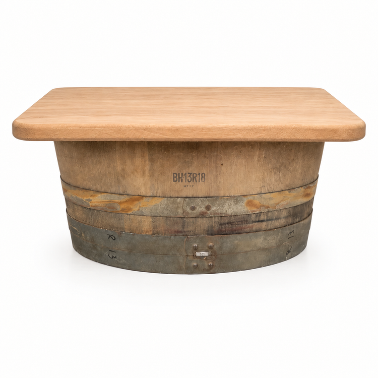 Round Wine Barrel Table with Handmade Barrel Stools