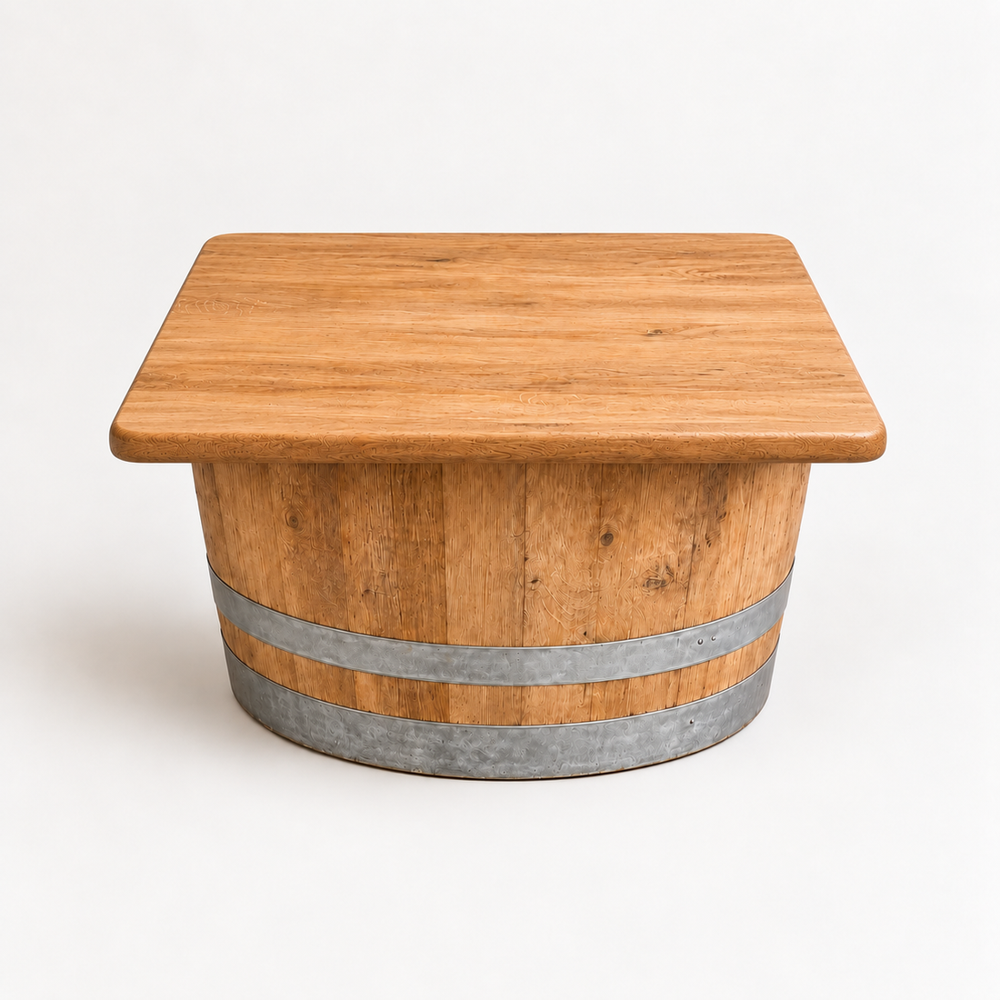 
                      
                        Round Wine Barrel Table with Handmade Barrel Stools
                      
                    