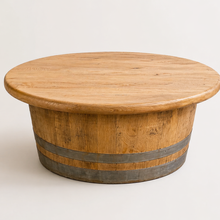 Round Wine Barrel Table with Handmade Barrel Stools