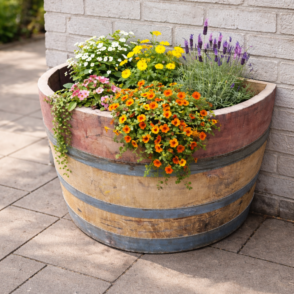 
                      
                        Quarter Flat Back Oak Wine Barrel Planter
                      
                    