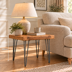 Modern Industrial Solid Oak Side Table