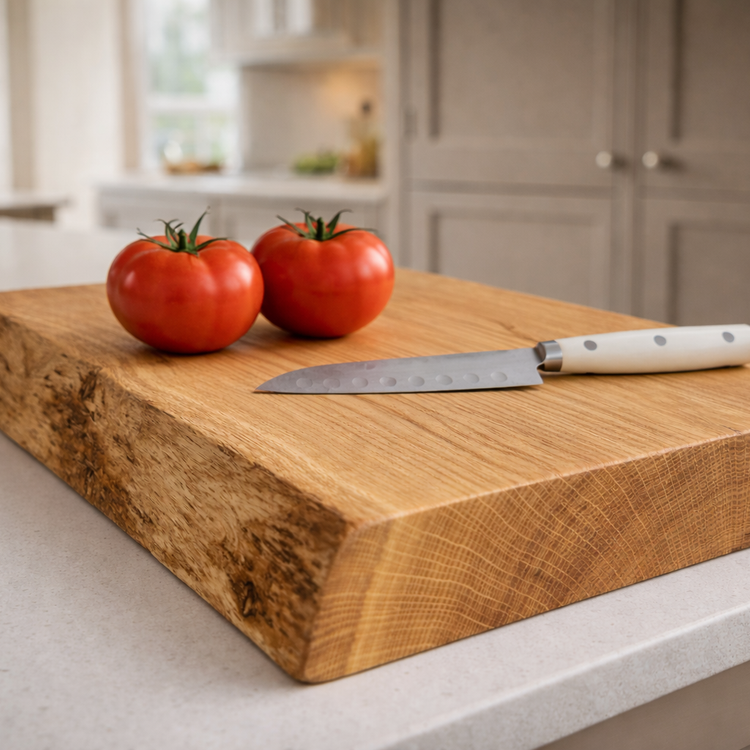Solid Oak Chopping Board – James Martin Style Butchers Block (Custom Size, Square or Live Waney Edge)