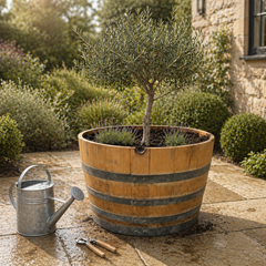 Genuine French Oak Wine Barrel Planters