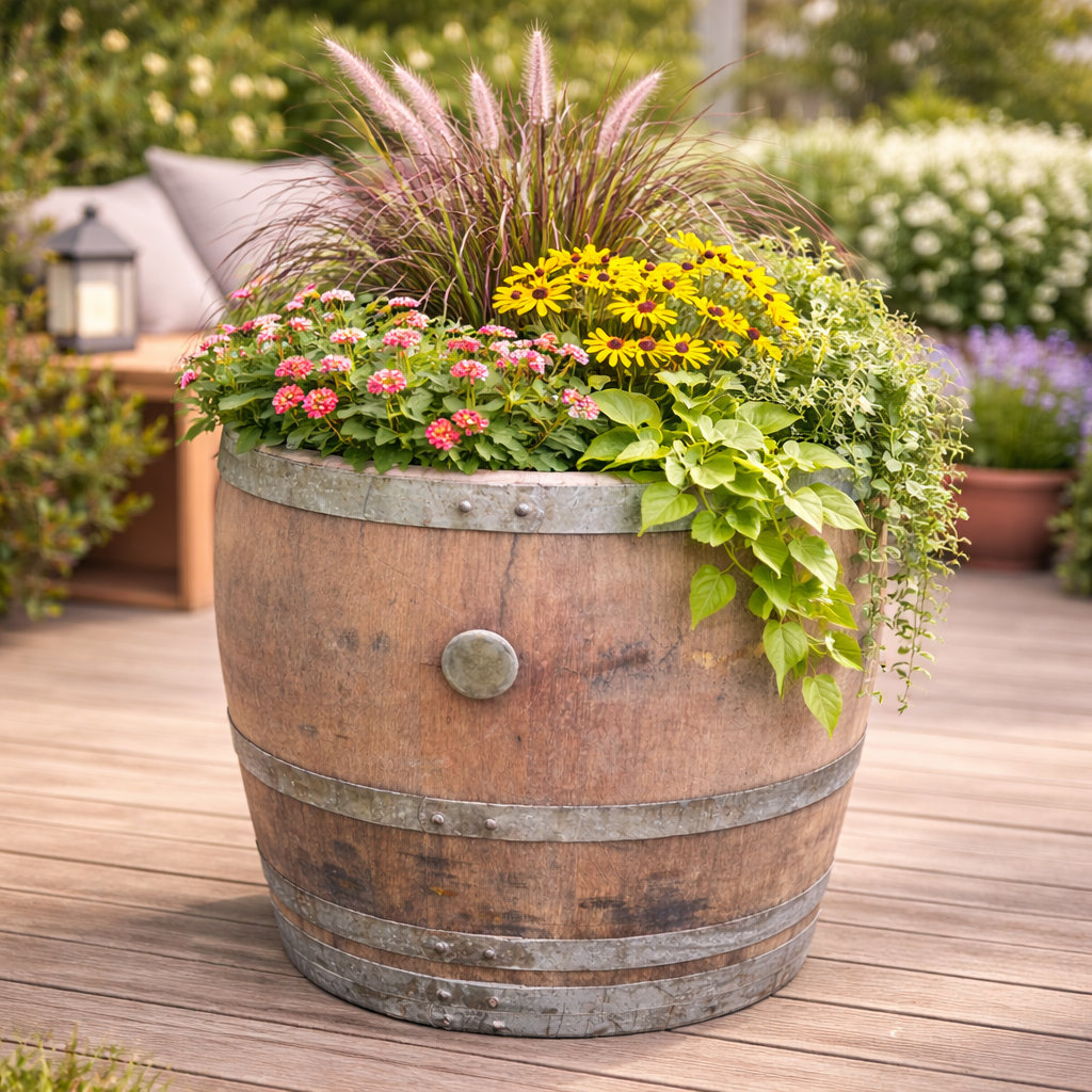 
                      
                        Genuine French Oak Wine Barrel Planters
                      
                    