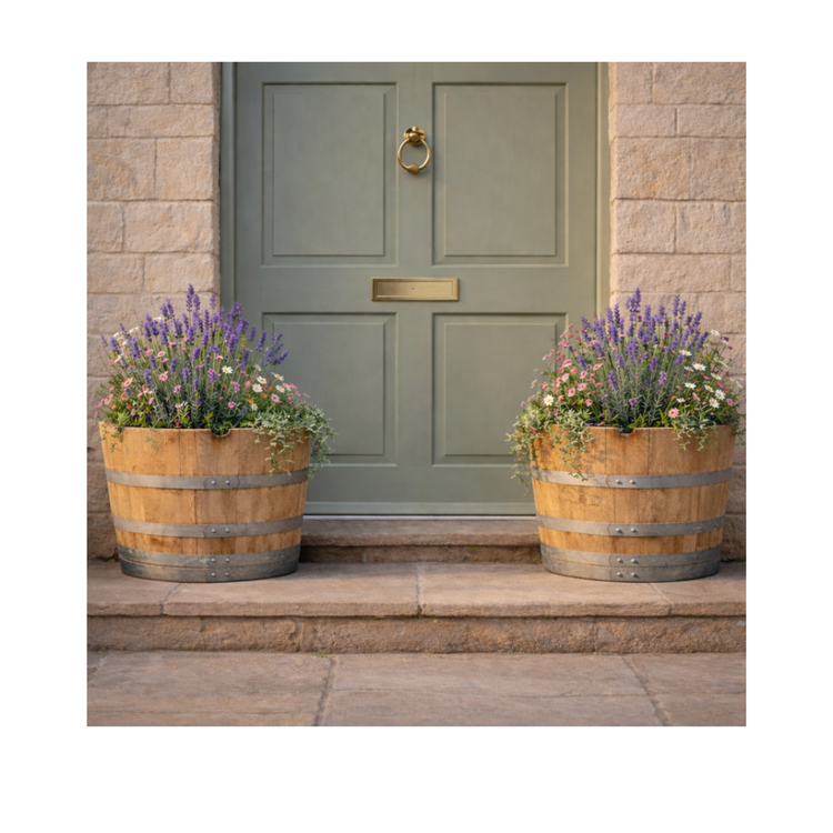 Genuine French Oak Wine Barrel Planters