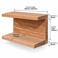 Solid Oak Floating C-Shaped Shelf