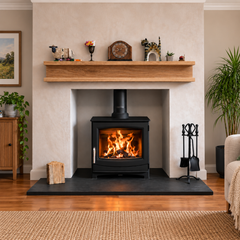 Oak Fireplace Mantel – Modern Two-Tier Shelf