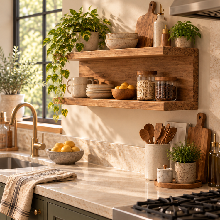 Solid Oak Floating C-Shaped Shelf