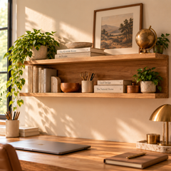 Solid Oak Floating C-Shaped Shelf