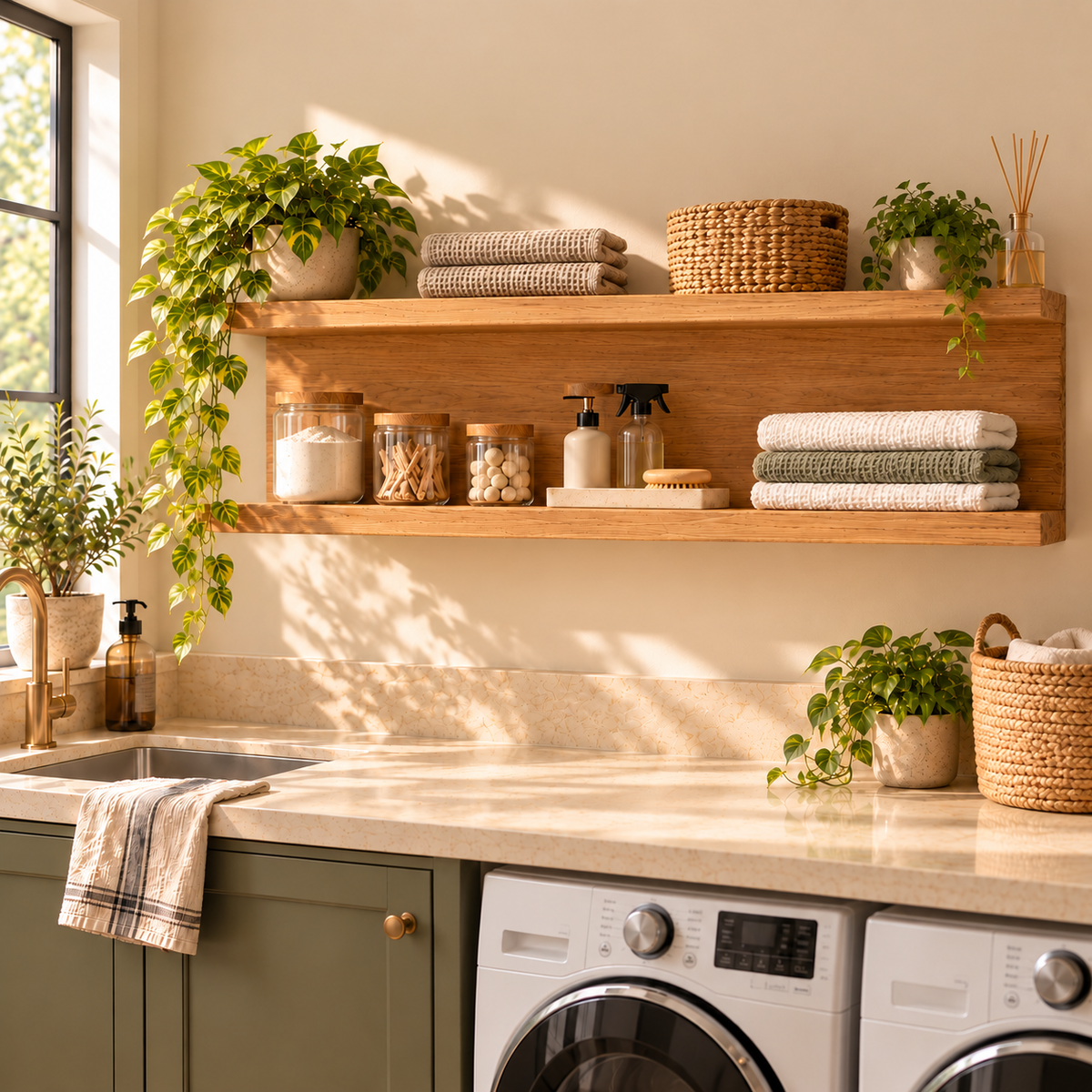 Solid Oak Floating C-Shaped Shelf