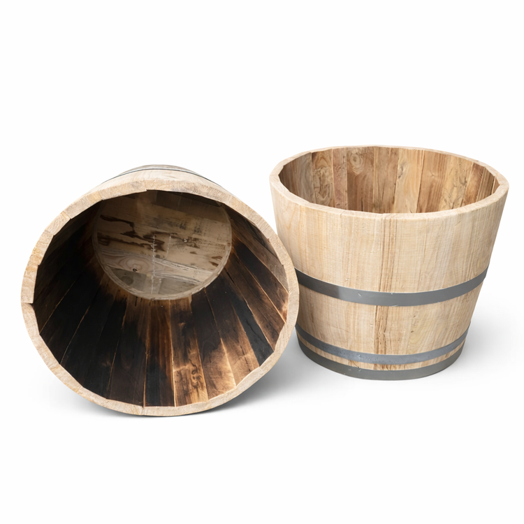 Chestnut Hardwood Half Barrel Planters