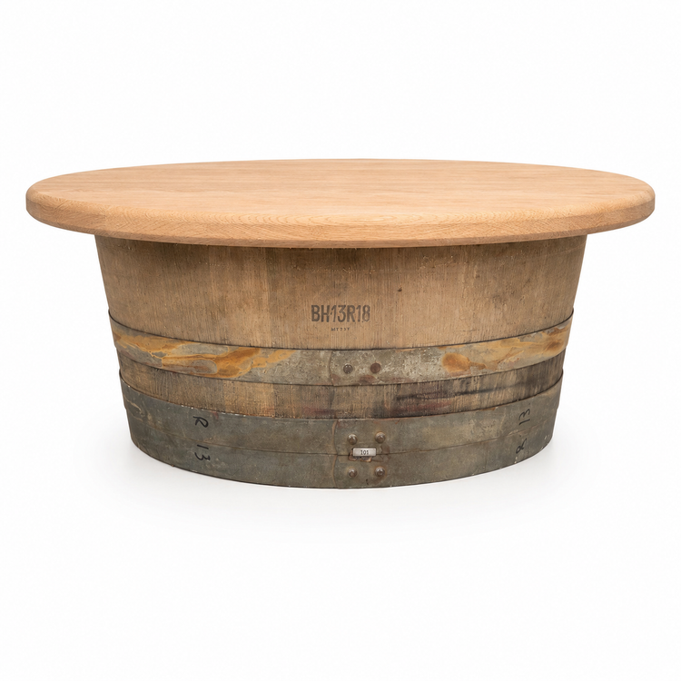 Round Wine Barrel Table with Handmade Barrel Stools