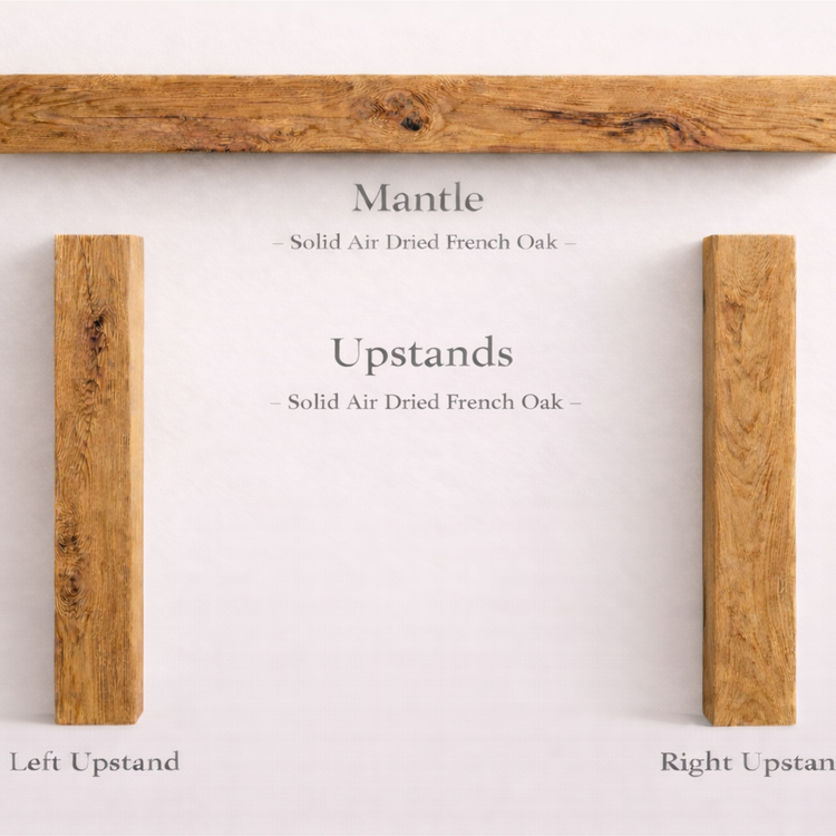Large Solid Oak Fireplace Surround 1500mm Wide | French Oak Beam Mantel Piece