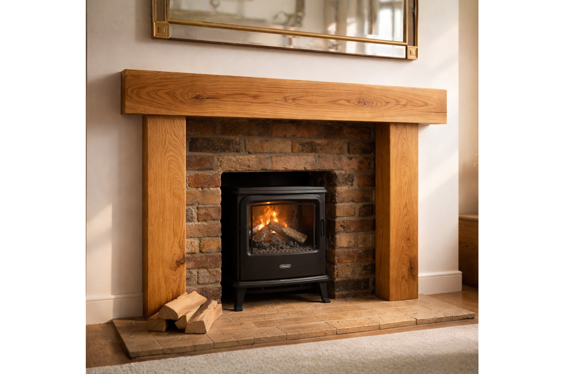 
                      
                        Large Solid Oak Fireplace Surround 1500mm Wide | French Oak Beam Mantel Piece
                      
                    
