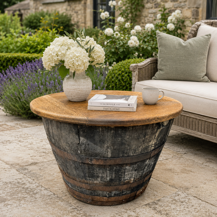 Handmade Oak Whisky Barrel Table & Stools