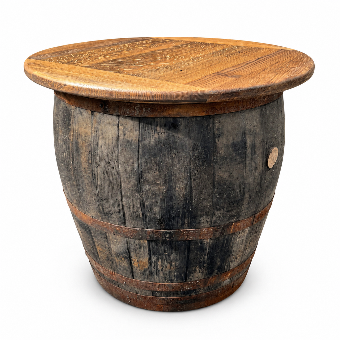 
                      
                        Handmade Oak Whisky Barrel Table & Stools
                      
                    