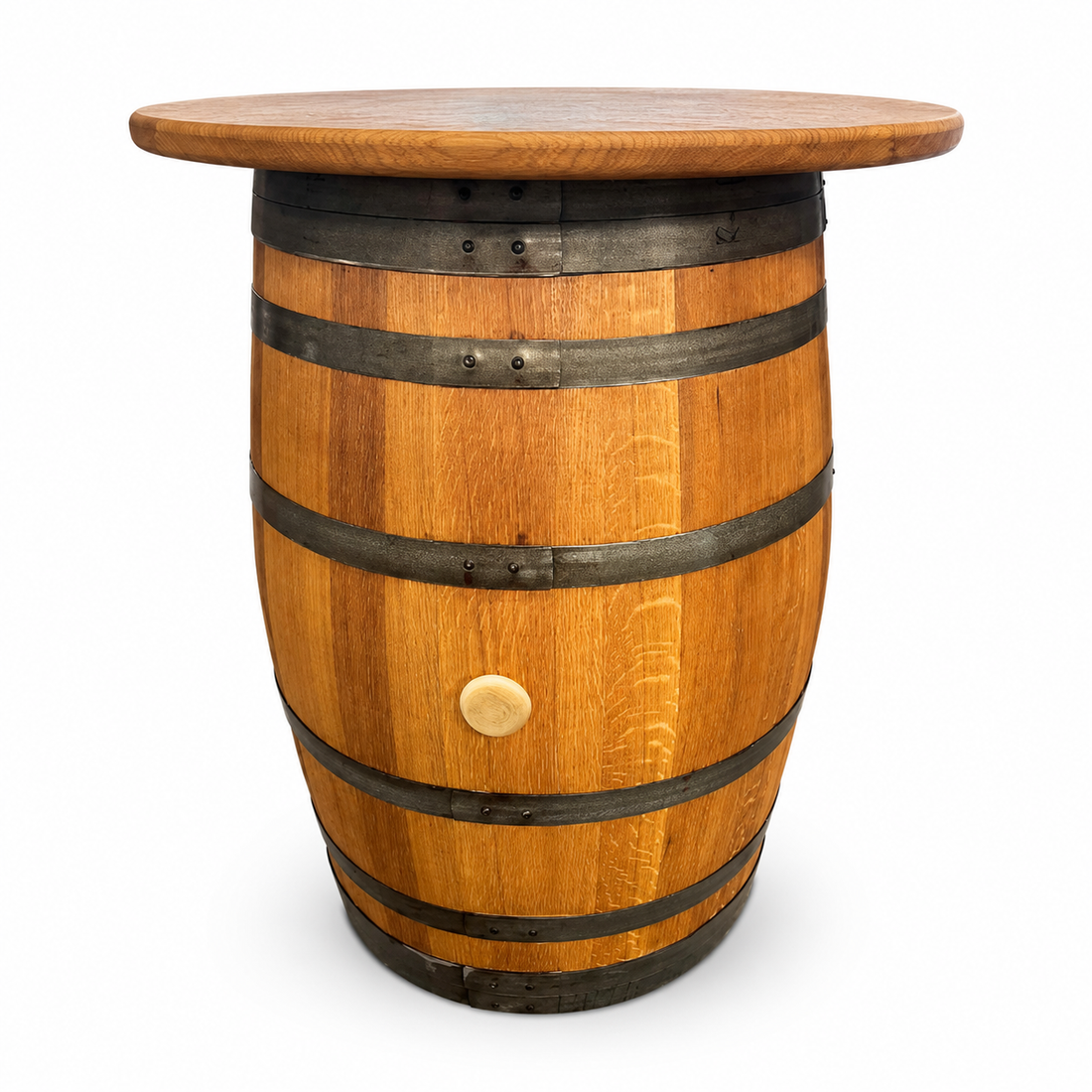 
                      
                        Round Wine Barrel Table with Handmade Barrel Stools
                      
                    