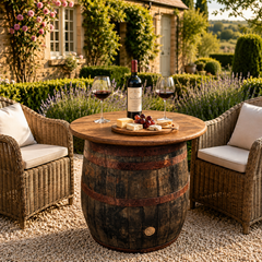 Handmade Oak Whisky Barrel Table & Stools