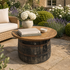 Handmade Oak Whisky Barrel Table & Stools